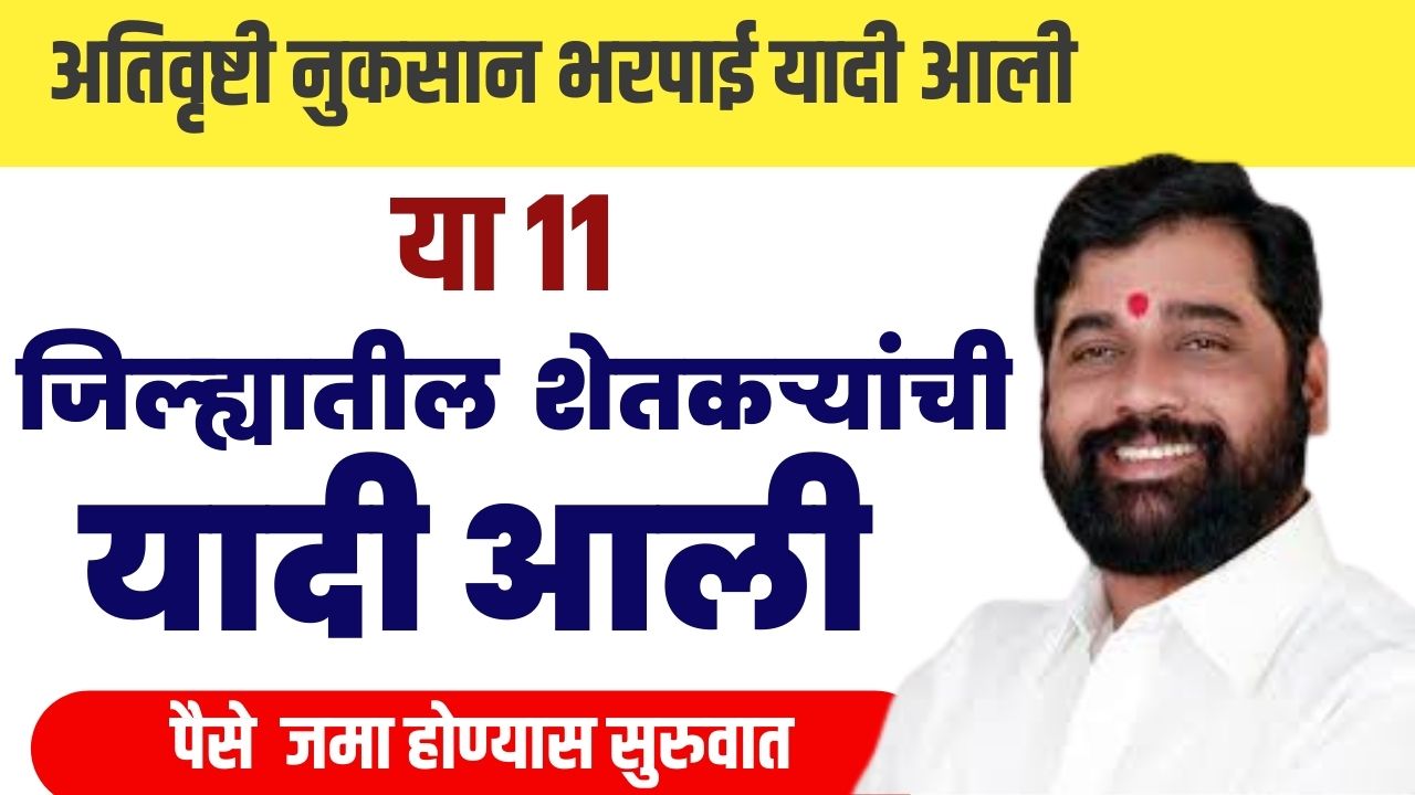 11 जिल्ह्यातील शेतकऱ्यांना नुकसान भरपाई जाहीर हेक्टरी मिळणार 19,000 हजार रुपये nuksan bharpai